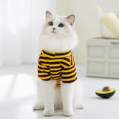 Spring And Autumn Thin Striped Two Feet Apparel Cat Kittens Air-conditioned Room Home Clothes Small Dog Dog Pet Clothes