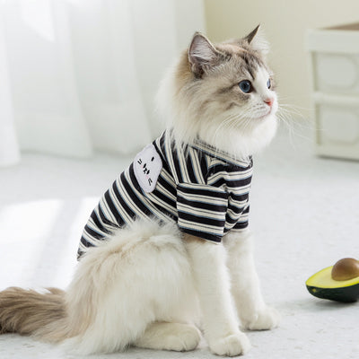 Spring And Autumn Thin Striped Two Feet Apparel Cat Kittens Air-conditioned Room Home Clothes Small Dog Dog Pet Clothes