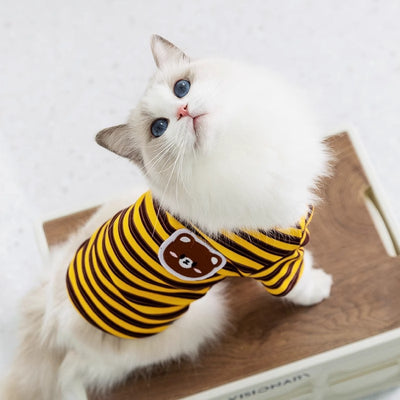 Spring And Autumn Thin Striped Two Feet Apparel Cat Kittens Air-conditioned Room Home Clothes Small Dog Dog Pet Clothes